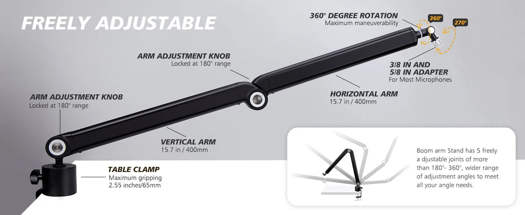 Adjustable Heavy Suspension Boom Microphone Stand for SM7B K688 K658 AM8 Condenser Microphone Recording Studio Scissor Arm Stand