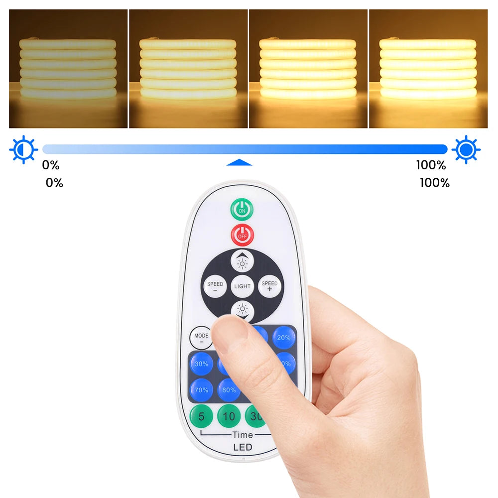 WIFI Bluetooth 220V Dimmable COB LED Strip Light Wall Touch 23key Remote 750W Controller 288LEDs Waterproof Flex Lamp Home Decor