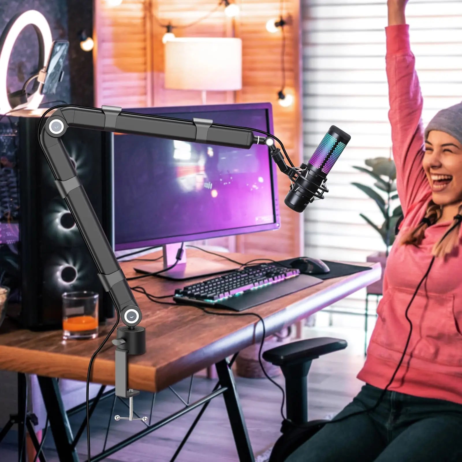 Adjustable Heavy Suspension Boom Microphone Stand for SM7B K688 K658 AM8 Condenser Microphone Recording Studio Scissor Arm Stand