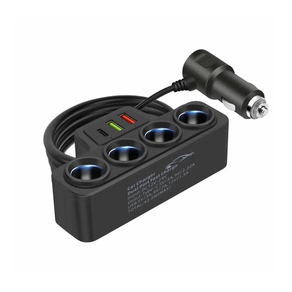120W 4 Port USB Charging Socket Cigarette Lighter Splitter Quick Charge 12V 24V For Phone IPad 3.0 Car Charger Adapter