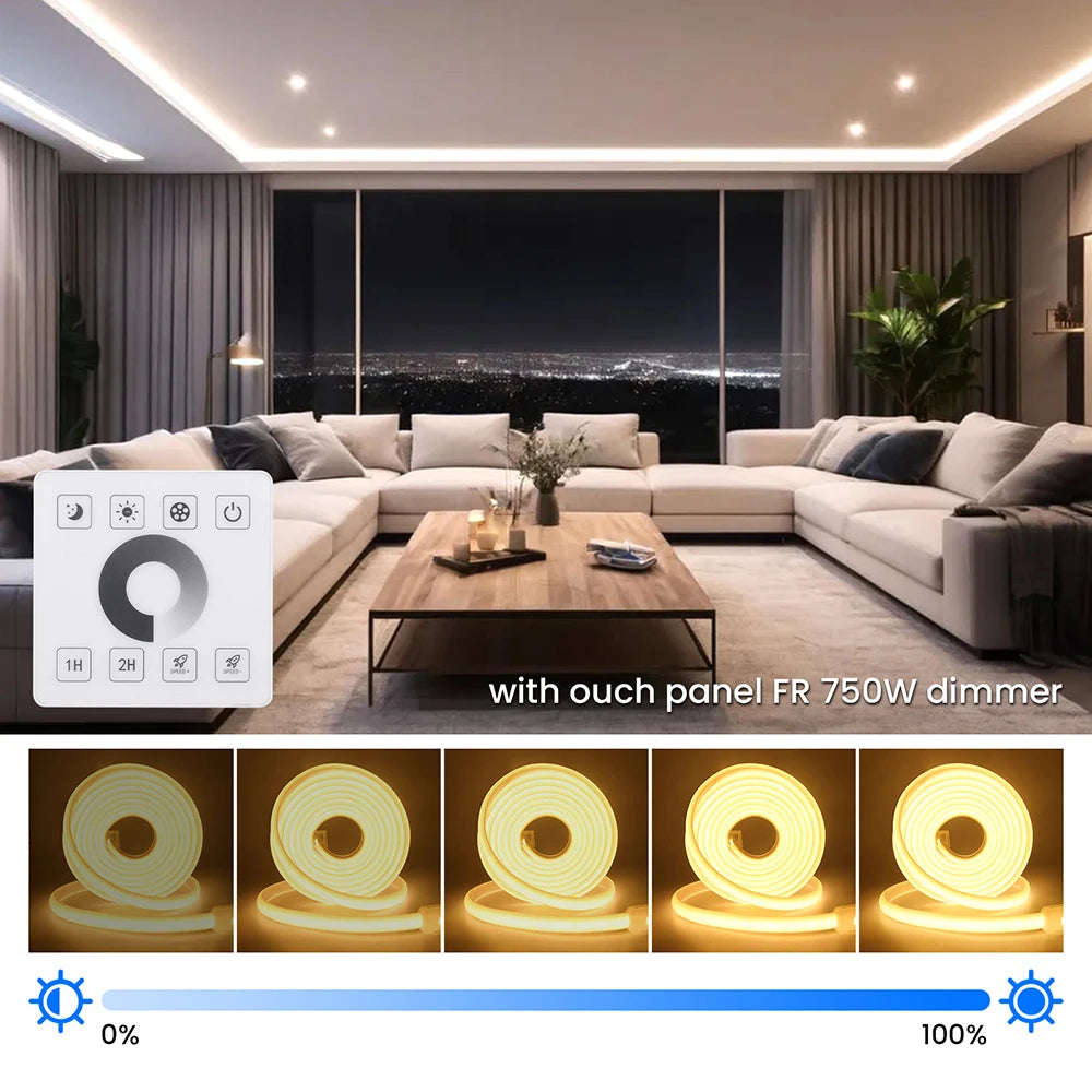 WIFI Bluetooth 220V Dimmable COB LED Strip Light Wall Touch 23key Remote 750W Controller 288LEDs Waterproof Flex Lamp Home Decor