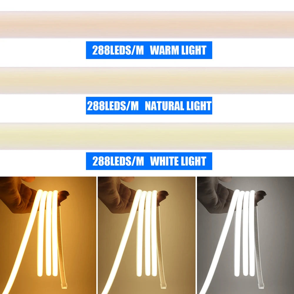 WIFI Bluetooth 220V Dimmable COB LED Strip Light Wall Touch 23key Remote 750W Controller 288LEDs Waterproof Flex Lamp Home Decor