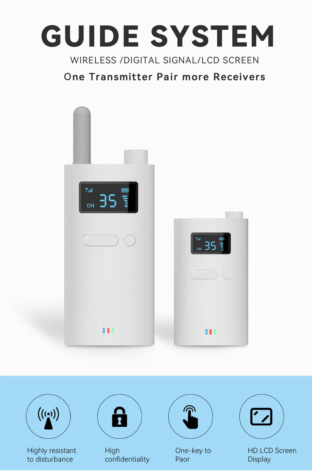Tebe 2.4G Wireless Tour Guide System with Microphone Portable Audio Transmitter Receiver for Church Excursion Museum Conference