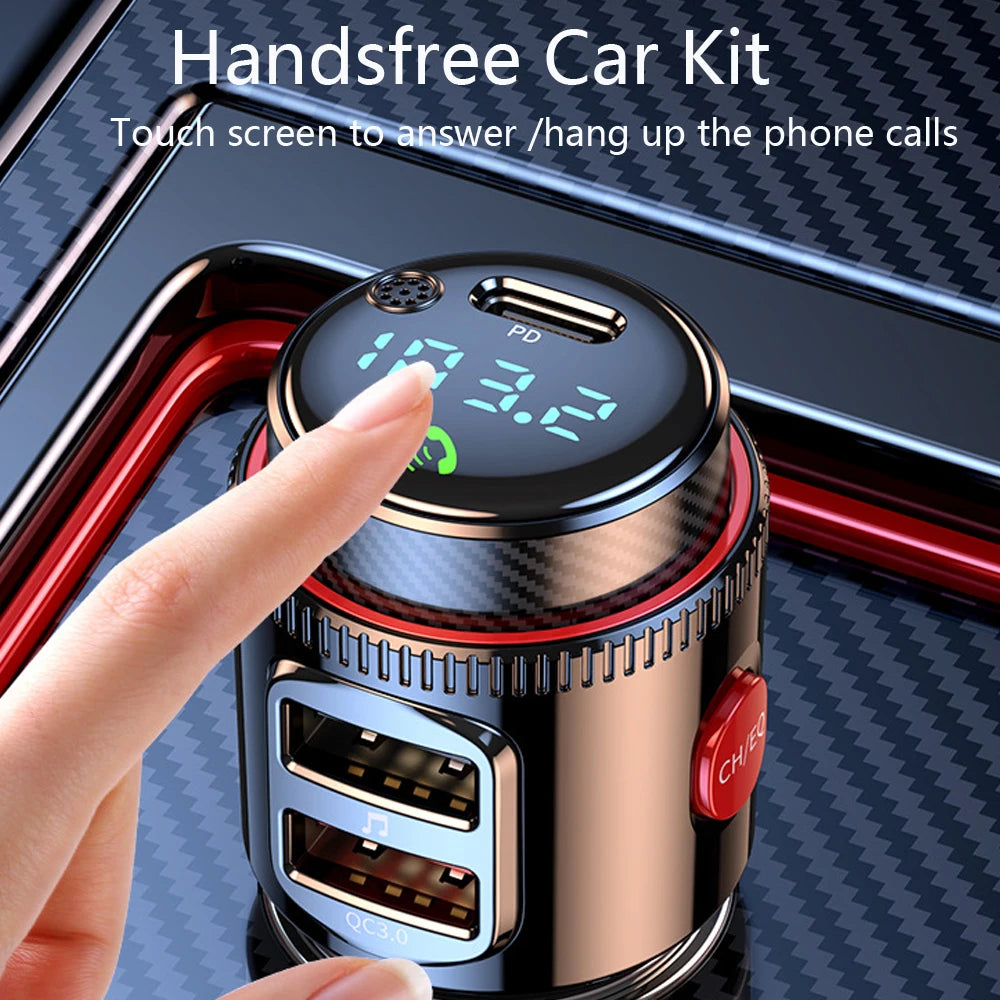 VR Robot PD30W+QC 3.0 Bluetooth 5.4 Car MP3 Player FM Transmitter Wireless Handsfree U Disk Play USB Car Fast Charge Adapter